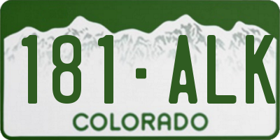 CO license plate 181ALK