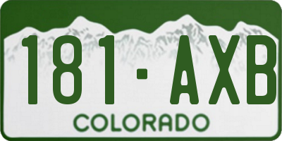 CO license plate 181AXB