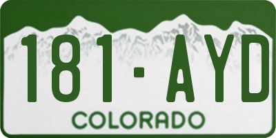 CO license plate 181AYD