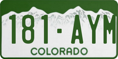 CO license plate 181AYM