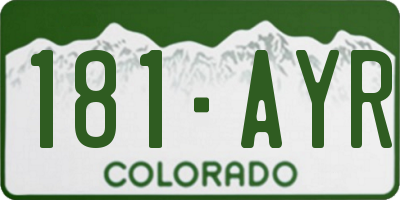 CO license plate 181AYR