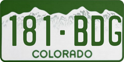CO license plate 181BDG
