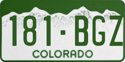 CO license plate 181BGZ