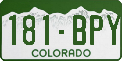 CO license plate 181BPY