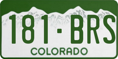 CO license plate 181BRS