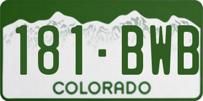 CO license plate 181BWB
