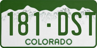 CO license plate 181DST
