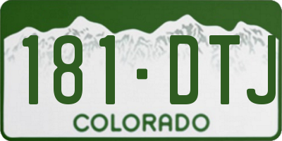 CO license plate 181DTJ