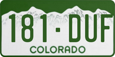 CO license plate 181DUF