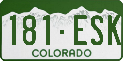 CO license plate 181ESK