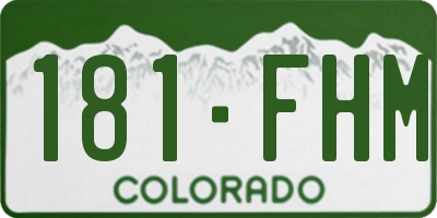 CO license plate 181FHM