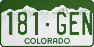 CO license plate 181GEN
