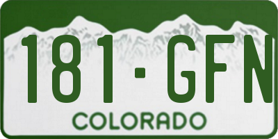CO license plate 181GFN