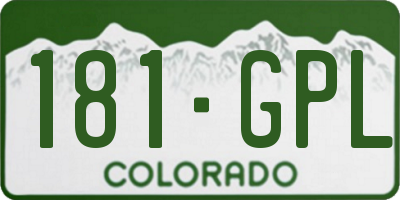 CO license plate 181GPL