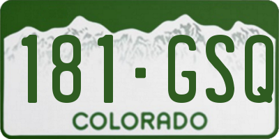 CO license plate 181GSQ