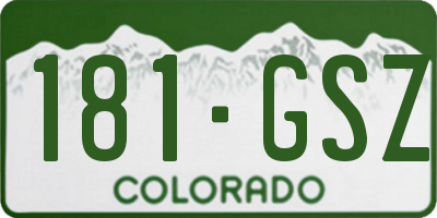 CO license plate 181GSZ
