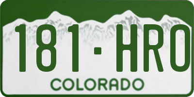 CO license plate 181HRO