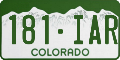 CO license plate 181IAR