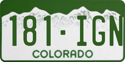 CO license plate 181IGN
