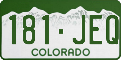 CO license plate 181JEQ
