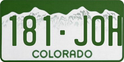 CO license plate 181JOH