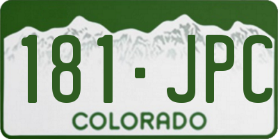 CO license plate 181JPC