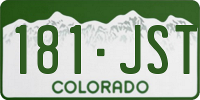 CO license plate 181JST