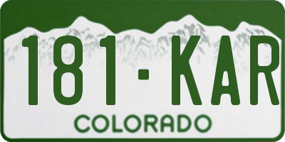 CO license plate 181KAR
