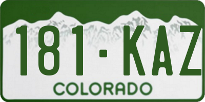 CO license plate 181KAZ