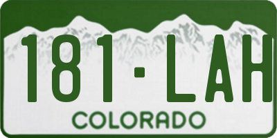 CO license plate 181LAH