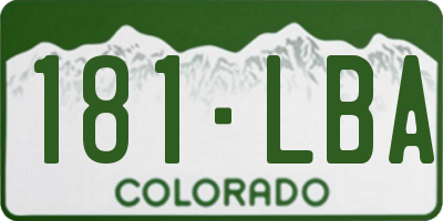 CO license plate 181LBA