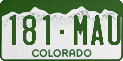 CO license plate 181MAU