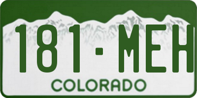 CO license plate 181MEH