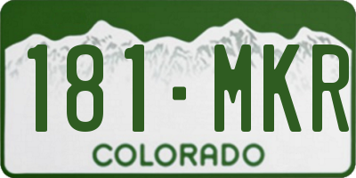 CO license plate 181MKR
