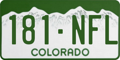 CO license plate 181NFL