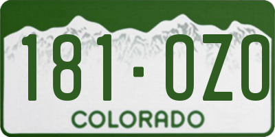 CO license plate 181OZO