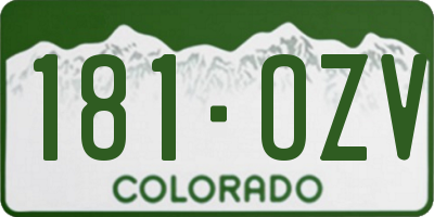 CO license plate 181OZV