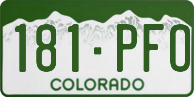 CO license plate 181PFO
