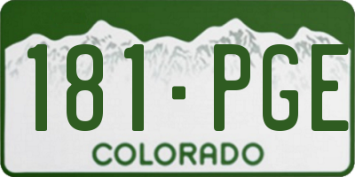 CO license plate 181PGE