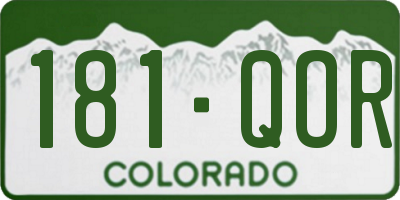 CO license plate 181QOR