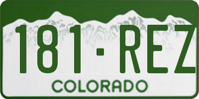 CO license plate 181REZ