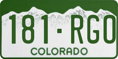 CO license plate 181RGO