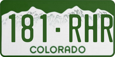 CO license plate 181RHR