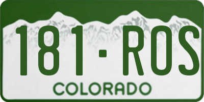 CO license plate 181ROS