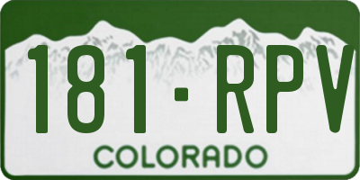 CO license plate 181RPV