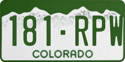 CO license plate 181RPW
