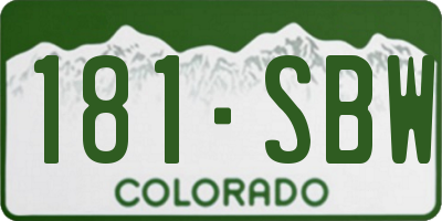 CO license plate 181SBW