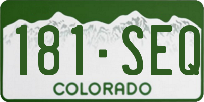 CO license plate 181SEQ