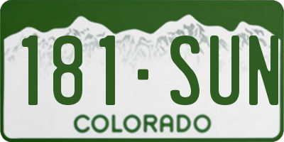 CO license plate 181SUN
