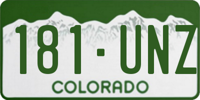 CO license plate 181UNZ